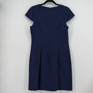 Theory Navy Blue Sheath Dress‎ Cap Sleeve Pockets Size 10